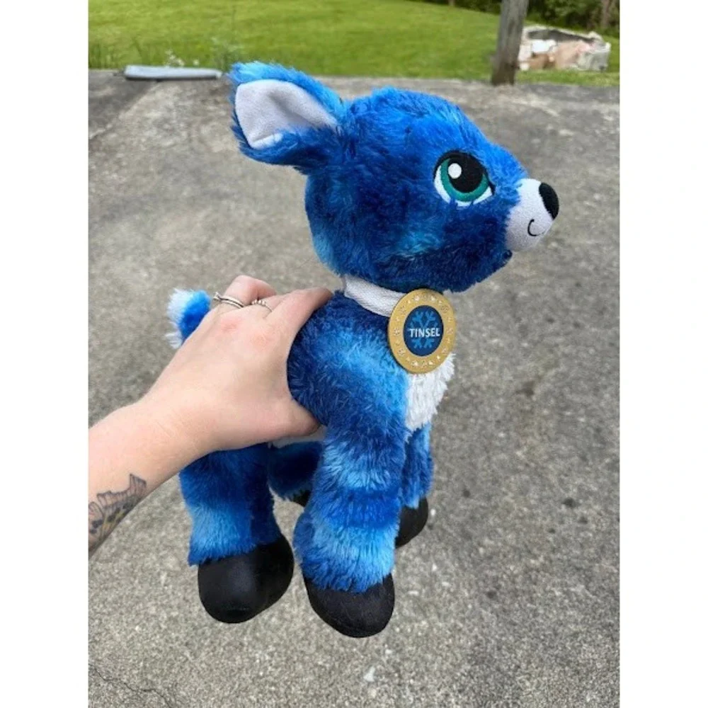 Build A Bear Tinsel Reindeer Blue Merry Mission Plush Snowflake Medallion Collar